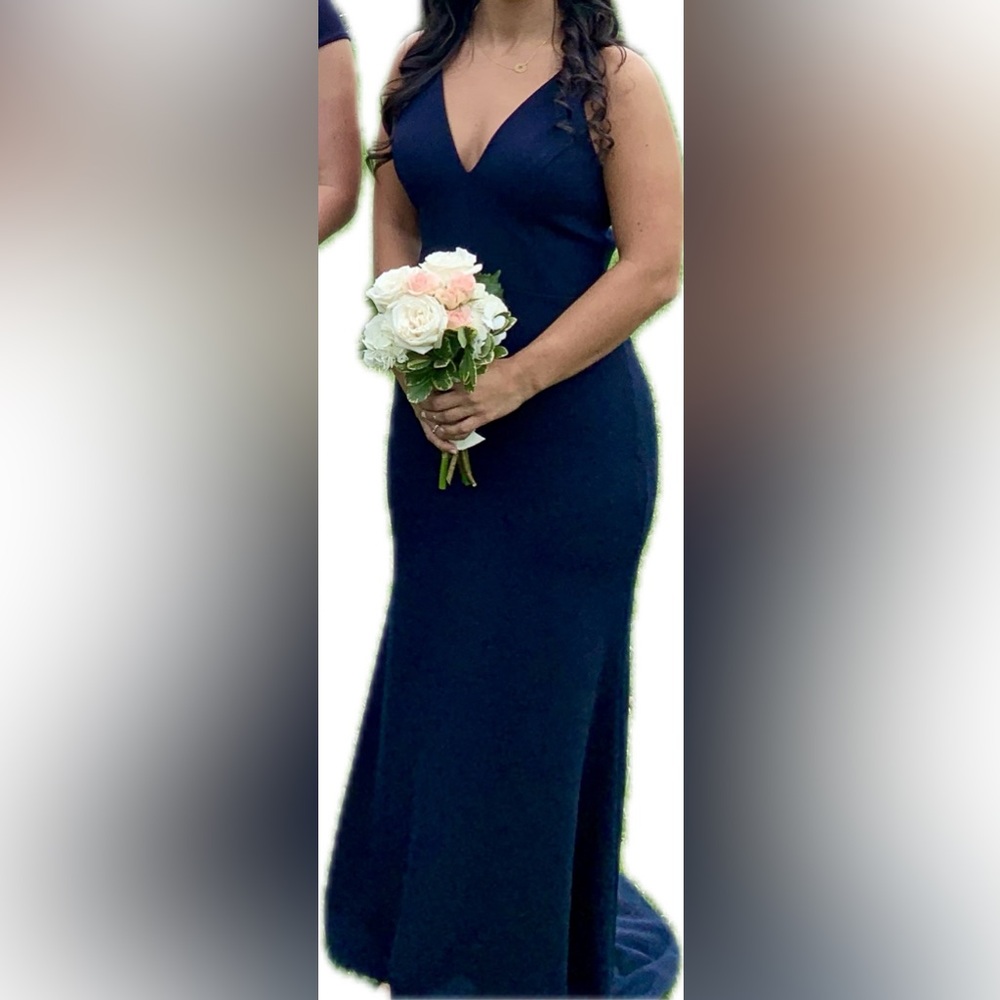 Anthropologie BHLDN Jones V-Neck Crepe Dress in Navy